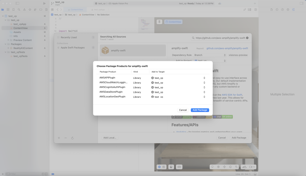 Add Amplify Xcode packages